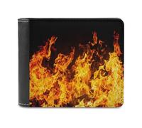 Big Fire Flames on Black Slim Bifold Wallet Minimalist Wallets Pouch with Card Slots for Men Women