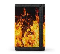 Big Fire Flames on Black Wallet for Men Trifold Wallets Credit Card Holder Minimalist Front Pocket for Women