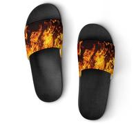 Big Fire Flames on Black Women's House Slippers for Men Shower Slides Bathroom Shoes Sandals 38 (240mm)