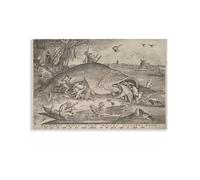 Big Fish Eat Little Fish 1557 Pieter Van Der Heyden After Pieter Brueghel The Elder Poster Home Decor Poster Wall Art Hanging Picture Print Decorative Painting Posters 12x18inch(30x45cm)