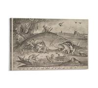 Big Fish Eat Little Fish 1557 Pieter Van Der Heyden After Pieter Brueghel The Elder Poster Picture Print Wall Art Poster Painting Canvas Posters Artworks Room Aesthetic 24x36inch(60x90cm)