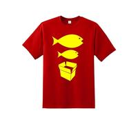 Big Fish Little Fish t Shirt| Men's Quality Printed Unisex T-Shirt |Cardboard Box T-Shirt|Boys tee Regular Fit Short Sleeve 100% Cotton top for UK Men/Women/Kids Red