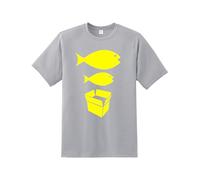 Big Fish Little Fish t Shirt| Men's Quality Printed Unisex T-Shirt |Cardboard Box T-Shirt|Boys tee Regular Fit Short Sleeve 100% Cotton top for UK Men/Women/Kids Grey