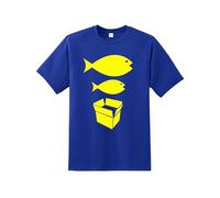 Big Fish Little Fish t Shirt| Men's Quality Printed Unisex T-Shirt |Cardboard Box T-Shirt|Boys tee Regular Fit Short Sleeve 100% Cotton top for UK Men/Women/Kids Royal