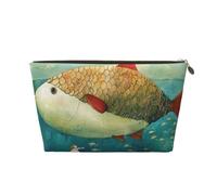 Big Fish Printed Travel Cosmetic Bags with Gold Zipper Makeup Organizer Cosmetic Case Toiletry Bag for Women Mom Girls