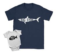 Big Fish + Small Fry Duo Babygrow and T-Shirt 12-18m Babygrow | Small T-Shirt White + Navy New Baby Fishing Father Gift