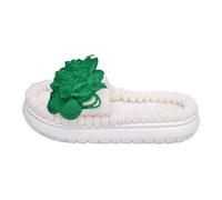 Big Flower Slippers Open Toe Fuzzy Warm Relaxation Home Winter Shoe | Velvet fabric, big flower bloom, open toe fuzzy style, warm relaxation fit, red, size 36-41, for bold botanical statement