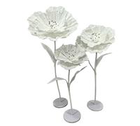 Big Flowers for Decorations Simulation Paper Poppy with Flexible Stand Decorative Flowers for Wedding Reception Birthday Easter Party Mother's Day(White)