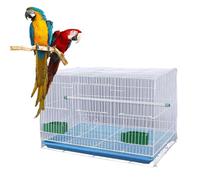 Big Foldable Parrot Canaries Viewing Breeding Antirust Metal Pet Bird Cage Nest Decoration With Tray Feeder Play Stand Beam (Blue 40X30X30 3Parts)