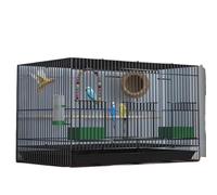 Big Foldable Parrot Canaries Viewing Breeding Antirust Metal Pet Bird Cage Nest Decoration With Tray Feeder Play Stand Beam (Black 35X25X25 3Parts)