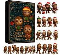 Big-Foot Advent Calendar 2025, 24 Days Unique Sasquatch Ornaments, Festive Monkey Figurines with Hats & Sweaters for Christmas and Big-Foots Lovers (1pc)