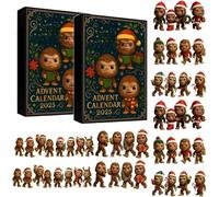 Big-Foot Advent Calendar 2025, 24 Days Unique Sasquatch Ornaments, Festive Monkey Figurines with Hats & Sweaters for Christmas and Big-Foots Lovers (2pcs)