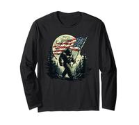 Big Foot Bigfoot Sasquatch American Flag Patriotic 4th July Long Sleeve T-Shirt