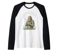 Big-Foot Blowing Dandelion Wishes Vintage Nature Lover 1 Raglan Baseball Tee