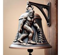 Big-Foot Hanging Bell for Outdoor Entryway - Vintage Cast Iron Dinner Bell & Doorbell - Funny Sasquatch Outdoor Decorative Bell for Halloween & Christmas Décor (A)