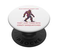 Big foot Sasquatch Flower Power crazy old hippies PopSockets Adhesive PopGrip