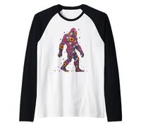 Big Foot Sasquatch Flower Power Crazy Old Hippies Power Raglan Baseball Tee