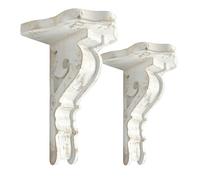 BIG FORTUNE Set of 2 Corbels for Shelves Wood Corbels Decorative Shelf Brackets Wooden Vintage Shelf Farmhouse Decor White Floating Wall Shelf Long