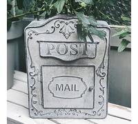 BIG FORTUNE Vintage Mailbox Mailbox Wall Mount Vintage Mailbox Mail Boxes/Wall Mount Outside Antique Style Nostalgic Charm Home Decor Metal Mailbox Garden Outdoor Decoration Crafts Grey