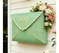 BIG FORTUNE Wall Mount Mailbox for House Outside,5" D x 13.8" W x 11.2" H,Vintage Metal Door Mailbox Antique Style Nostalgic Charm Home Decor Garden Vintage English Cottage Decor(Green)