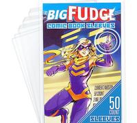 BIG FUDGE 50 Comic Book Sleeves - 7.25” x 10.5" Acid Free Crystal Clear Archival Bags - Plastic Protector Sleeve for 1990's & Current Comics