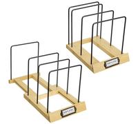 BIG FUDGE Bamboo Expandable Record Storage - LP Album Rack & Scratch-Resistant Vinyl Holder Stand - For Record Collection Organisation and Display - Holds 50-75 Records