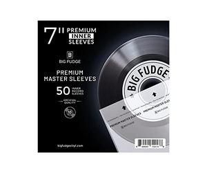 BIG FUDGE Premium Master Vinyl Record Sleeves - 7 inch x 50pcs - Archival Anti-Static Rice Paper Inner Sleeves - Clear 3 Layer LP Covers - Protective Plastic Cover for Records