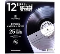 BIG FUDGE Premium Master Vinyl Sleeves - Anti Static and Dust Archival Record Inner Cover - Protective Plastic and Rice Paper LP Album Sleeve Covers for 12-Inch Records - Pack of 25