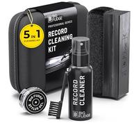 BIG FUDGE Vinyl Record Cleaning Kit - 5-in-1 Incl. Velvet Cleaner Brush, Cleaning Fluid, Stylus Gel, Velvet Brush & Padded Storage Case - Professional Record Cleaner for Vinyl Records