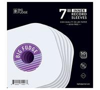 BIG FUDGE Vinyl Record Inner Sleeves 50x | Made from Heavyweight & Acid Free Paper | Album Covers with Round Corners for Easy Insert | Slim Record Jackets to Protect Your LPs & Singles | 7"