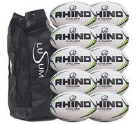 Big Game Hunters 10 x Rhino Cyclone Training Rugby Balls And Bag (Size 3)