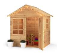 Big Game Hunters Evermeadow Wooden Playhouse with Floor, Real Door & Windows - Large Indoor/Outdoor Playset for Kids & Toddlers - Easy Build