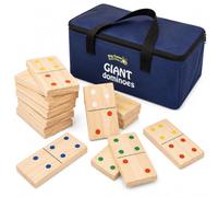 Big Game Hunters Giant Pine Wood Dominoes Set for Kids with Bag