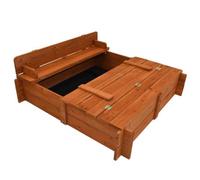 Big Game Hunters Sandpit - Square Wooden Sand Pit With Folding Lid - 96Cm By 96Cm - With Fold Out Seats