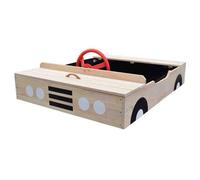 Big Game Hunters Sandpit - Wooden Car Sand Pit - With Steering Wheel, Weatherproof Cover And Secured Underlay