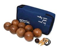 Big Game Hunters Wooden Boules Set - Pétanque - Deluxe Game Set - 8 Solid Engraved Balls With Padded Canvas Carry Case