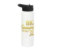Big Gemini Energy Horoscope Zodiac Sign Gemini Stainless Steel Insulated Water Bottle
