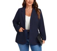 Big Girl Blazer UK Long Sleeve Notch Lapel Front Lined Jacket ,Navy 4XL