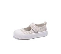 Big Girls Trainers Summer Lace Mesh Breathable Thick Sole Good with Clothes Canvas Casual Board Shoes Daily Wear, khaki, 8.5 UK