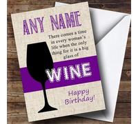Big Glass Of Wine Personalised Birthday Card - Special Design Personalised Birthday Card, Custom Birthday Card