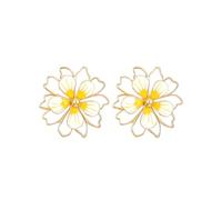 Big Gold Statement Earrings for Women Boho Large Flower Dangle Earrings Elegant Chic 3D Metal Floral Stud Earring Hypoallergenic Wedding Party Jewelry, L, Zinc, No Gemstone