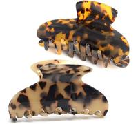 Big Hair Claw Clips Tortoise Shell Large Claw Clips For Thick Hair,3.5 Inch Strong Hold Jaw Clips Clamps For Women,2 Color Available(2 Pack)