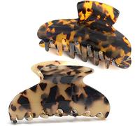 Big Hair Claw Clips Tortoise Shell Large Hair Claw Clips For Thick Hair,3.5 Inch Strong Hold Hair Jaw Clips Clamps For Women,2 Color Available(2 Pack)