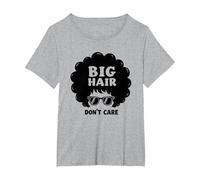 Big Hair Don't Care Retro Afro Sunglasses Graphic T-Shirt, Women's Plus, Heather Grey, 3X