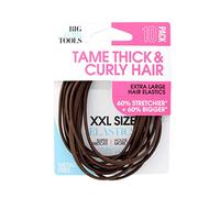 Big Hair Tools XXL Size Elastics Flat Pack, Brown, (Pack of 10)
