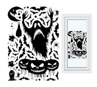 Big Halloween Window Clinging Static Stickers Skeleton Ghosts Witch Pumpkin, Funny Scary Halloween Theme, for Party Decoration and School Supplies