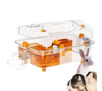 Big Hamster Cage - Full Transparent Viewing Cage - Activity Decorative Clear Habitat with Dispenser and Wheel for Resting Chinchilla Hiding Bunny Playing Sleeping
