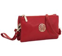 Big Handbag Shop Mini Cross Body Phone Bag for Women - Small Vegan Leather Shoulder Purse with Wristlet - Lightweight Clutch for Travel & Events - Ivy (Red)