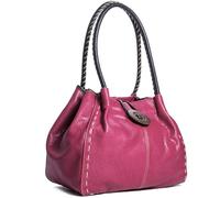 Big Handbag Shop Womens Trendy Designer Boutique Faux Leather Large Button Detail Shoulder Bag (836 Pink)