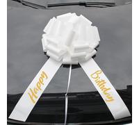 Big Happy Birthday Car Bow,20 Inch Giant Bow for Present,Christmas Party Birthday Car Decoration (White)